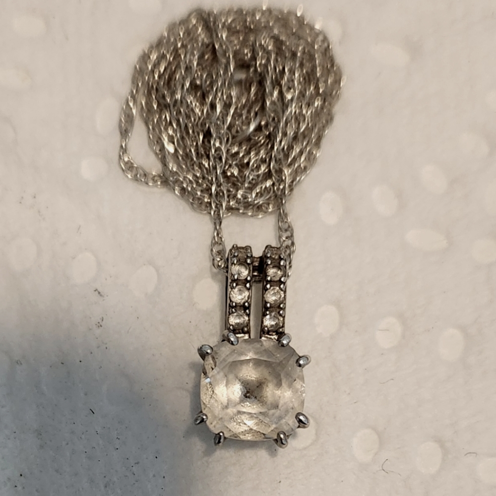 Sapphire Sterling Silver Necklace, 18" chain.